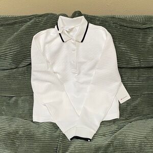 lululemon athletica White Long-Sleeve Polo with Black Trim